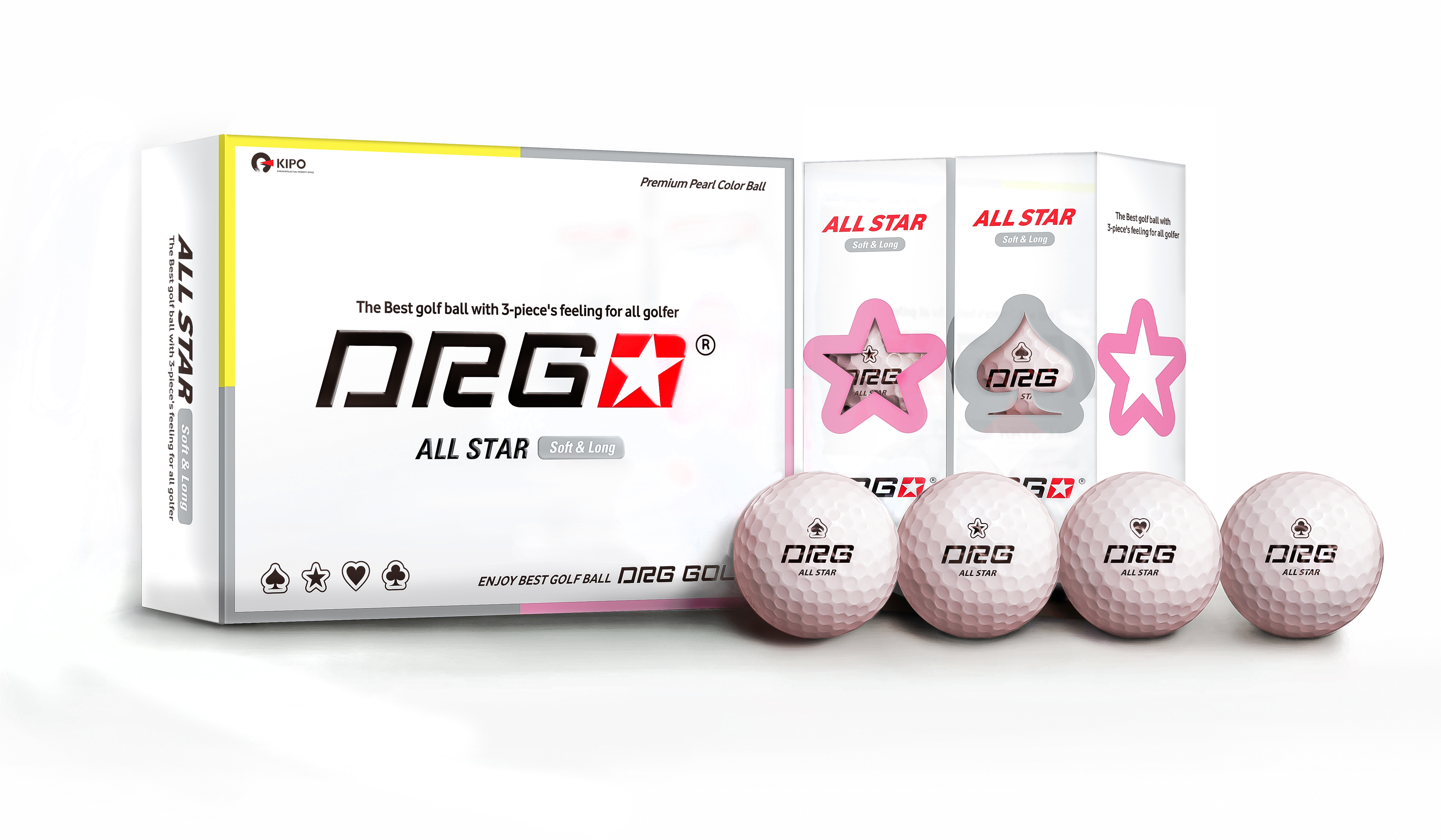 ALL STAR 올 골퍼 플레이 soft & long 펄 컬러볼 12알 구성