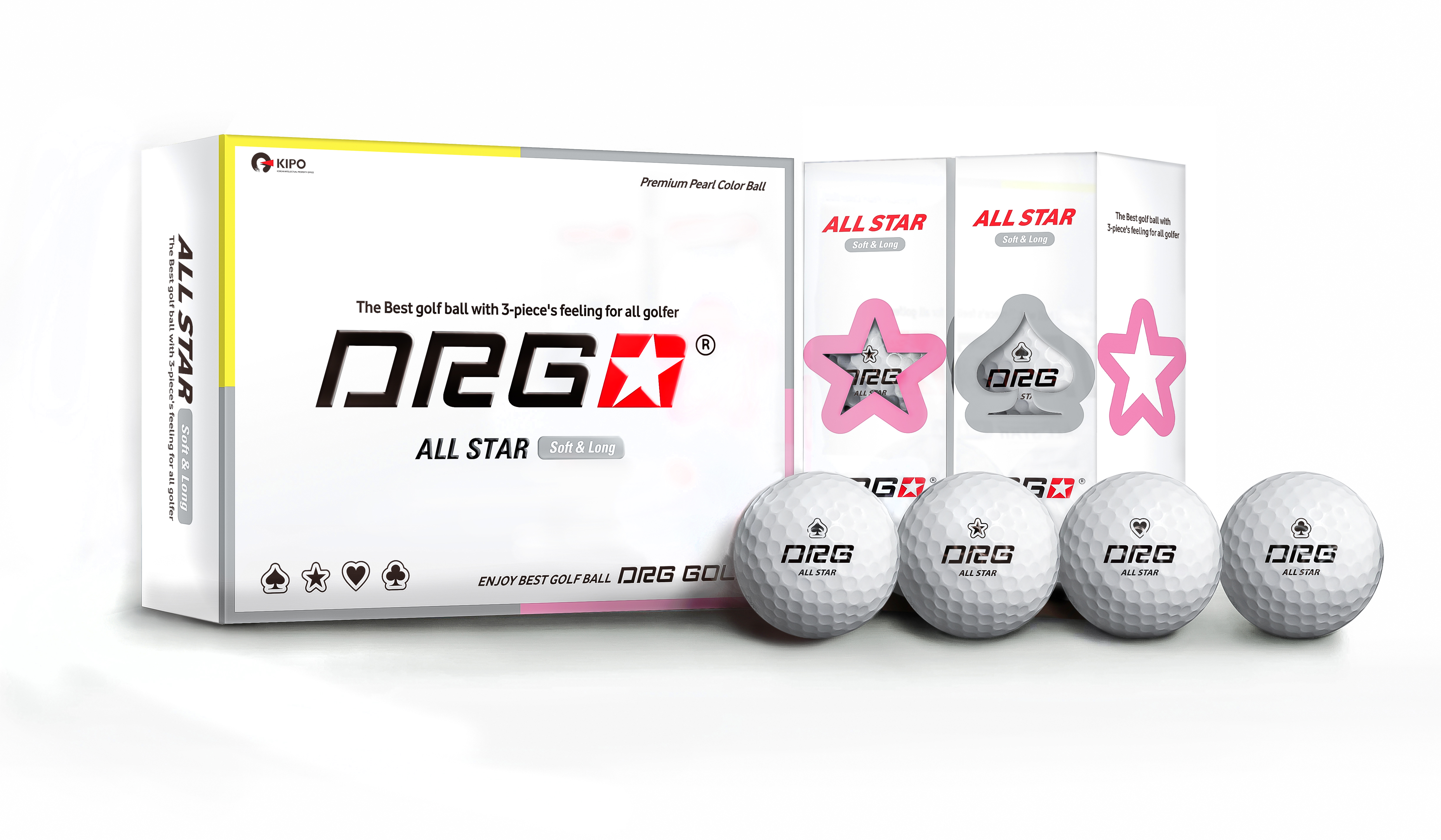 ALL STAR 올 골퍼 플레이 soft & long 펄 컬러볼 12알 구성