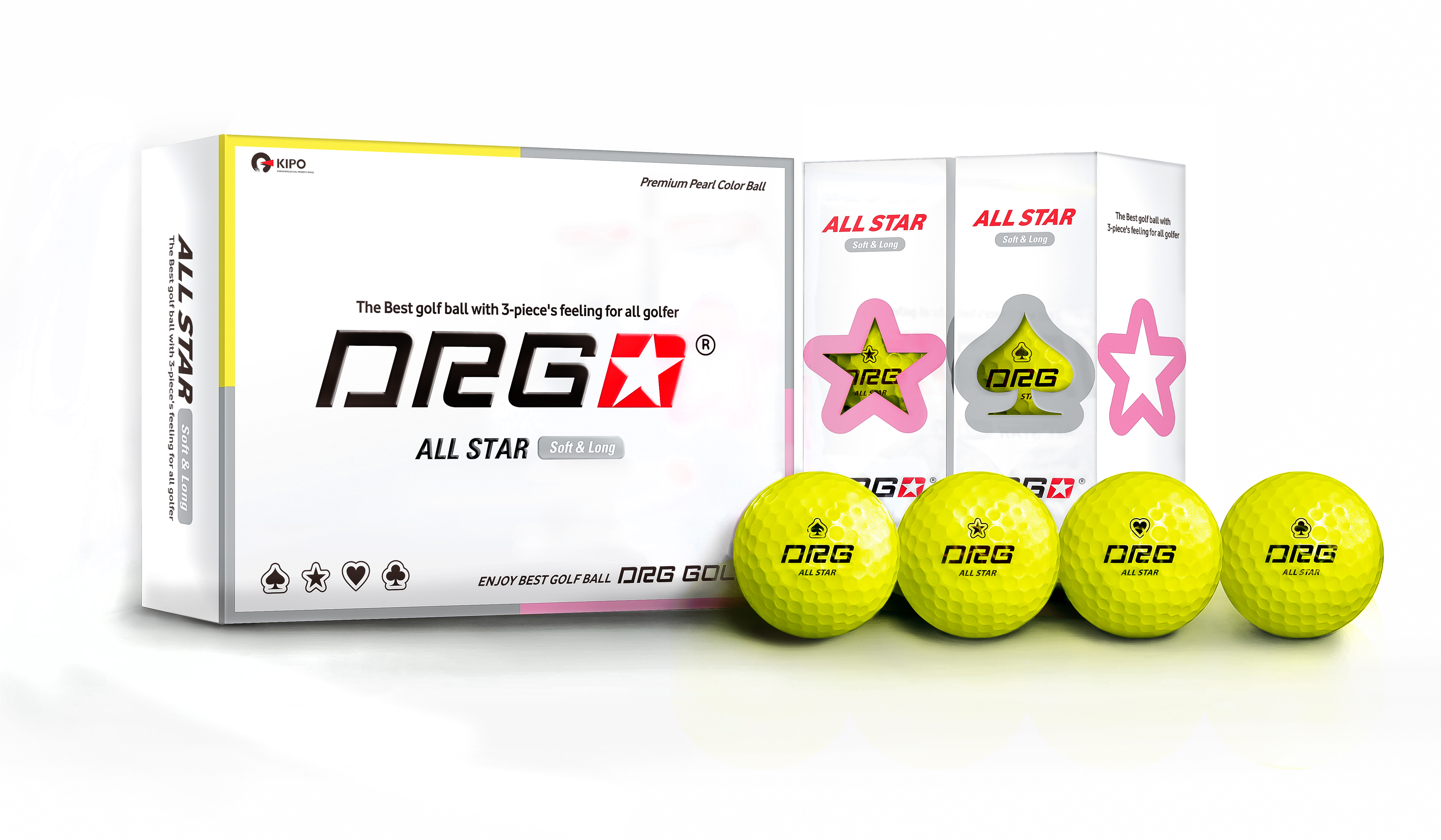 ALL STAR 올 골퍼 플레이 soft & long 펄 컬러볼 12알 구성